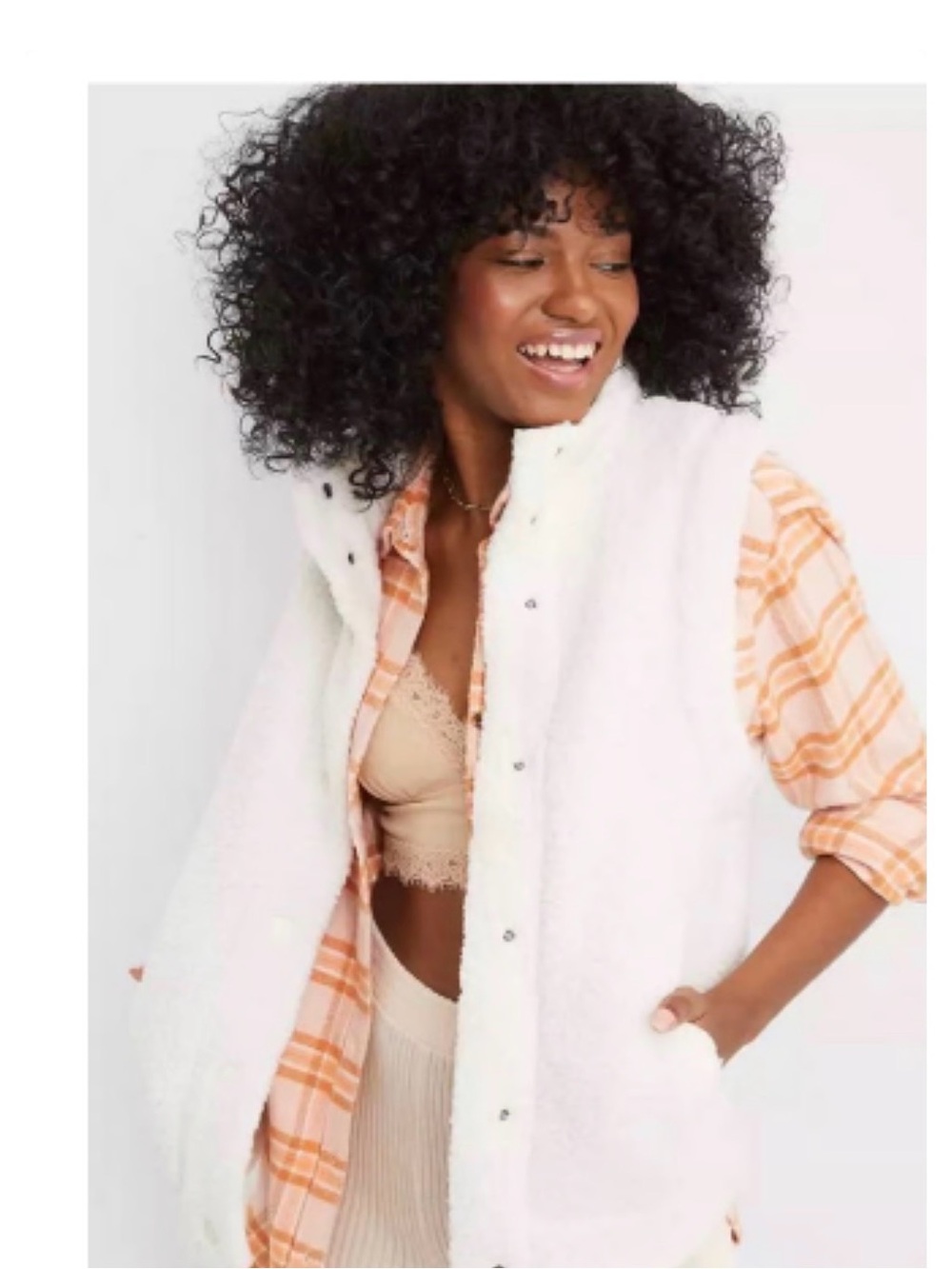 aerie White Sherpa Vest
